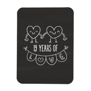 Imán 19° Aniversario Regalo Corazones de Chalk