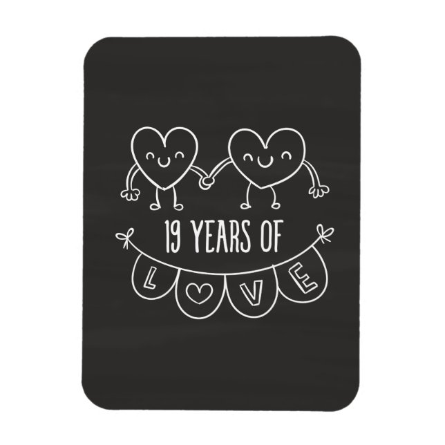 Imán 19° Aniversario Regalo Corazones de Chalk (Vertical)