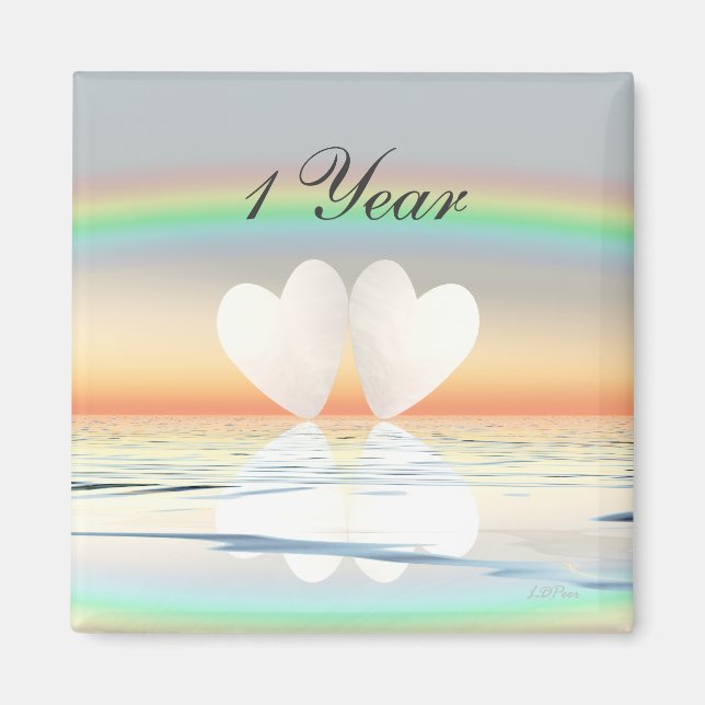 Imán 1.ᵉʳ Corazón de papel de aniversario (Frente)