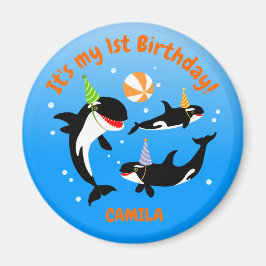 Imán 1.ᵉʳ cumpleaños bajo la orilla de la ballena bebé