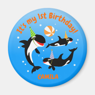 Imán 1.ᵉʳ cumpleaños bajo la orilla de la ballena bebé