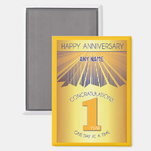 Imán 1 Año Golden Ray 12 Step NOMBRE PERSONALIZADO