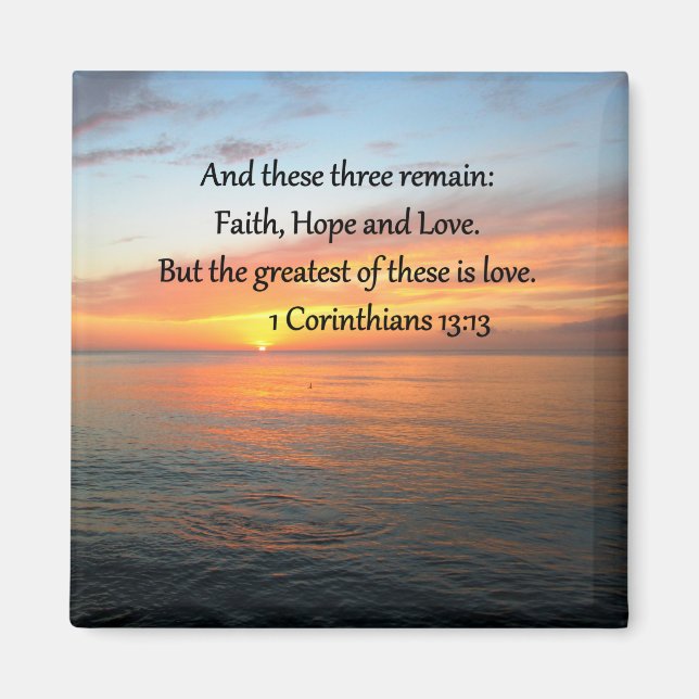 IMÁN 1 CORINTHIANS 13:13 FOTO DE SUNRISE (Frente)