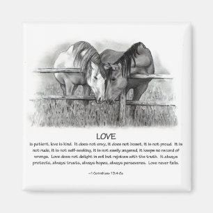 Imán 1 Corinthians 13: Amor, caballos en lápiz