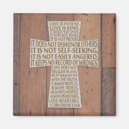 Imán 1 Corinthians 13 Capítulo de amor cruzando madera 