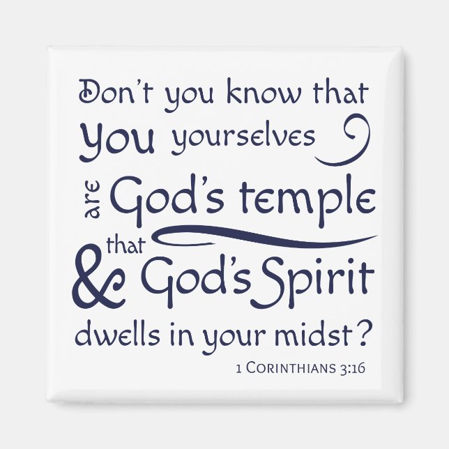 Imán 1 Corintios 3:16 Eres el templo de Dios (Frente)