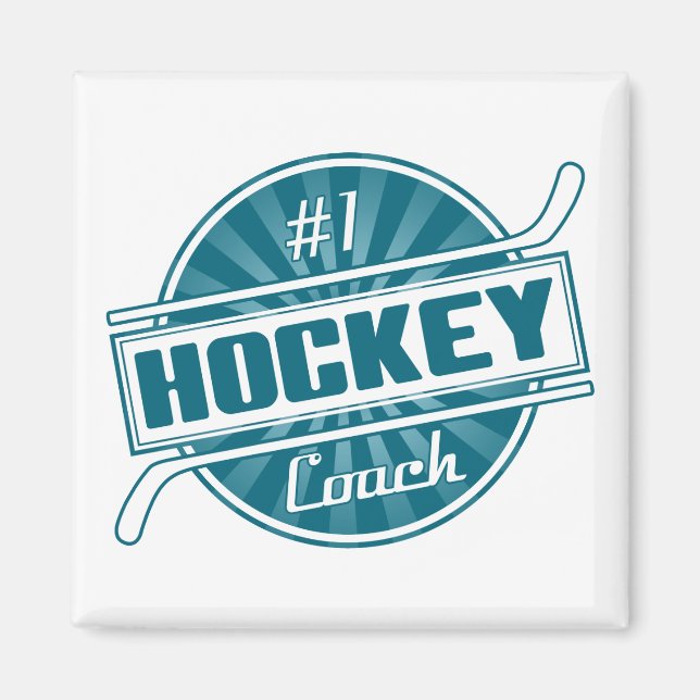 Imán #1 Entrenador de hockey (azul) (Frente)