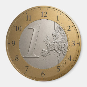Imán 1 Euro Coin Golden Metallic European Map Art
