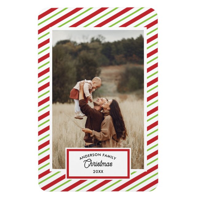 Imán 1 Fotografía de franjas diagonales rojas y verdes (Vertical)