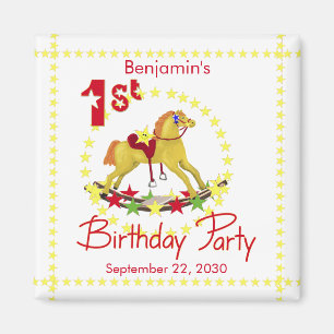 Imán 1r Caballo mecedora de la fiesta de cumpleaños