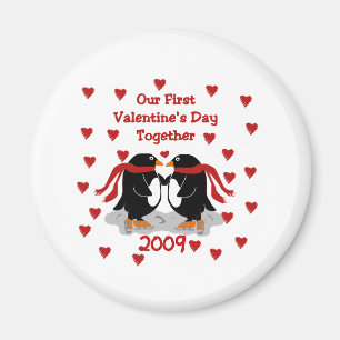 Imán 1r día de San Valentín 2009 del pingüino