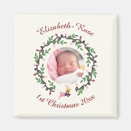 Imán 1st Christmas Deer with Wreath Customize