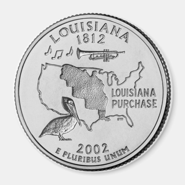 Imán 2002 Luisiana State Quarter Magnet (Frente)