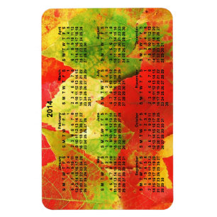 Imán 2014 hojas coloridas del calendario