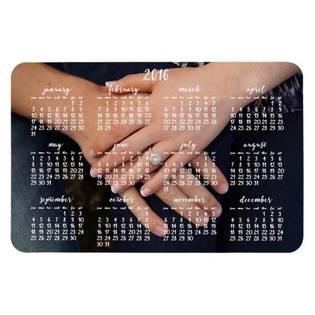 Imán 2016 Magnetic Calendar Photo Magnet 4x6 (Horizontal)
