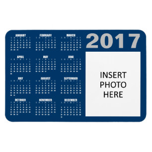 Imán 2017 Personalizado Photo Calendar Magnet - Azul y