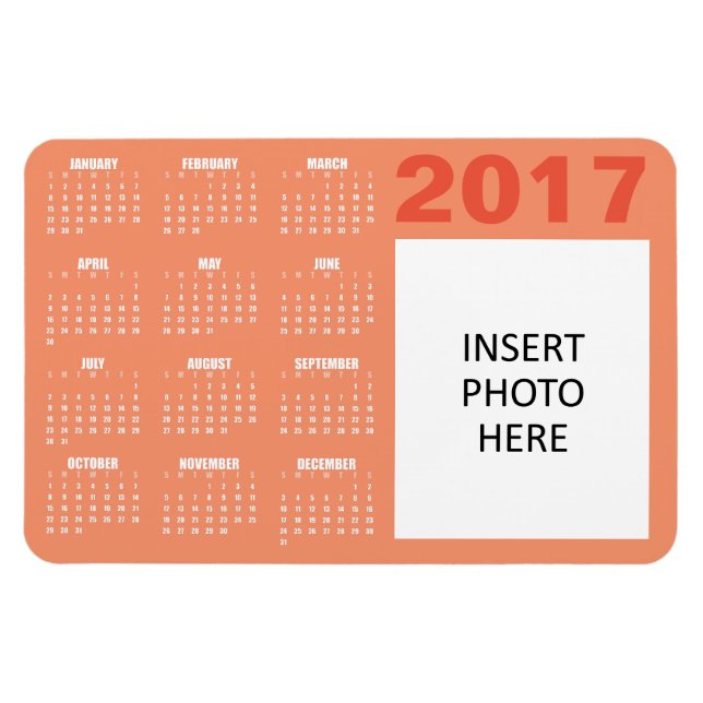 Imán 2017 Personalizado Photo Calendar Magnet - Coral l (Horizontal)