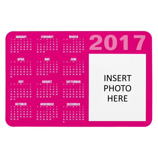Imán 2017 Personalizado Photo Calendar Magnet - Hot Pin (Horizontal)
