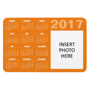 Imán 2017 Personalizado Photo Calendar Magnet - Naranja