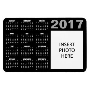 Imán 2017 Personalizado Photo Calendar Magnet - Negro