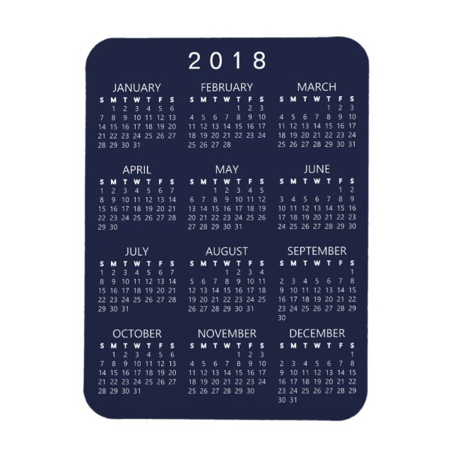 Imán 2018 Calendar Magnet - Gris oscuro (Vertical)