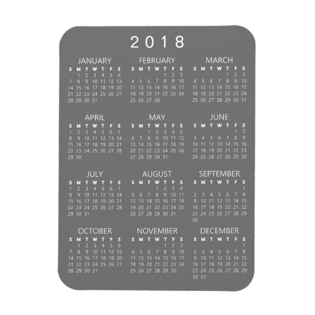Imán 2018 Calendario Magnet - Gris medio (Vertical)