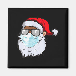 Imán 2020 Papá Noel con mascarilla negro afroamericano