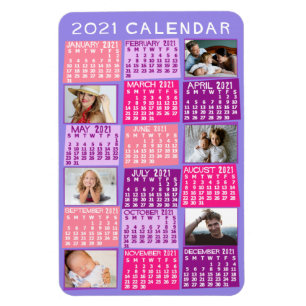 Imán 2021 Año Calendario Mensual Collage de fotos de m