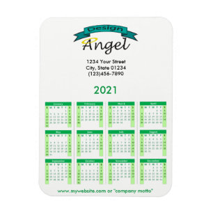 Imán 2021 Calendario verde con logotipo
