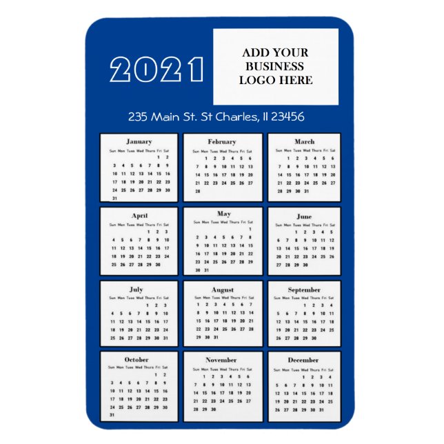 Imán 2021 Mini Calendario Refrigerador logotipo comerci (Vertical)