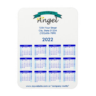 Imán 2022 Calendario azul con logotipo