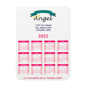 Imán 2022 Calendario rosado con logotipo