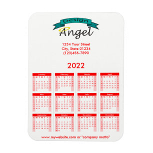 Imán 2022 Su logotipo marcado como calendario rojo