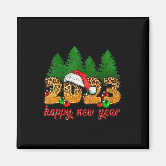 Imán 2023 Feliz Año Nuevo Leopard Año Nuevo Eve Fiesta  (Frente)