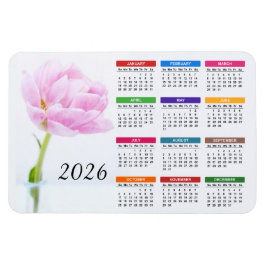 Imán 2023 Hermosa Peonía Rosa | Calendario floral