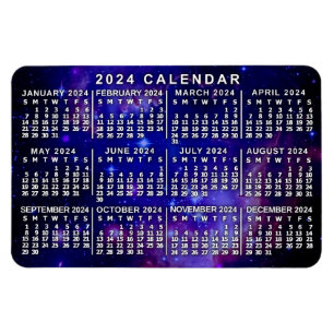 Imán 2024 Año Calendario mensual Nebulosa del espacio u
