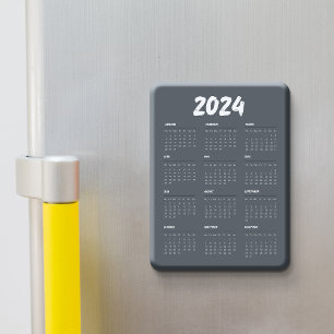 Imán 2024 Calendar Black And White Simple