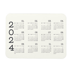 Imán 2024 Full Year Calendar Black And White Elegant