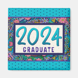 Imán 2024 Graduate Fun Floral Modern Trendy