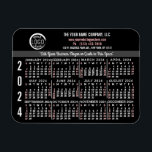 Imán 2024 Personalizado del calendario Nombre del logot<br><div class="desc">Estos imanes flexibles para el calendario 2024, de aspecto profesional, son perfectos para la marca y el marketing de su empresa. Tienen números en negrita en blanco y rojo claro en negro. Por encima de eso, marca tu negocio con tu logo corporativo, nombre de negocio, sitio web, teléfono, dirección y...</div>