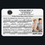 Imán 2024 Personalizado del calendario Nombre del logot<br><div class="desc">Estos imanes flexibles para el calendario 2024, de aspecto profesional, son perfectos para la marca y el marketing de su empresa. Tienen números en negrita en blanco y negro. Por encima de eso, marca tu negocio con tu logo corporativo, nombre de negocio, sitio web, teléfono, dirección y un lema. A...</div>