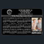Imán 2024 Personalizado del calendario Nombre del logot<br><div class="desc">Estos imanes flexibles para el calendario 2024, de aspecto profesional, son perfectos para la marca y el marketing de su empresa. Tienen números en negrita en blanco sobre negro. Por encima de eso, marca tu negocio con tu logo corporativo, nombre de negocio, sitio web, teléfono, dirección y un lema. A...</div>