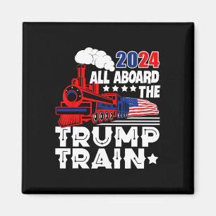 Imán 2024 Todo A Bordo Del Tren Trump Bandera Estadouni