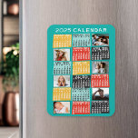 Imán 2025 Años Calendario Mensual Collage de fotos Mode<br><div class="desc">Este calendario mensual personalizado de 2025 años tiene un aspecto geométrico moderno de mediados de siglo con bloques de color asimétricos y tipografía de estilo de papel recortado. Utilice las plantillas fáciles para agregar seis de sus fotos favoritas (el trabajo horizontal es mejor, pero todas las formas se ajustarán automáticamente...</div>