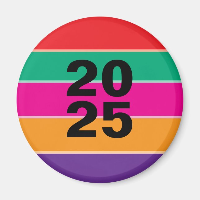 Imán 2025 Líneas Coloridas Negrita (Frente)