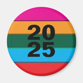 Imán 2025 Líneas Coloridas Negrita