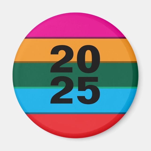 Imán 2025 Líneas Coloridas Negrita (Frente)