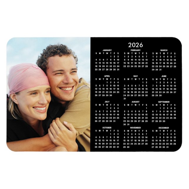Imán 2026 Modern Calendar Photo Magnet (Horizontal)