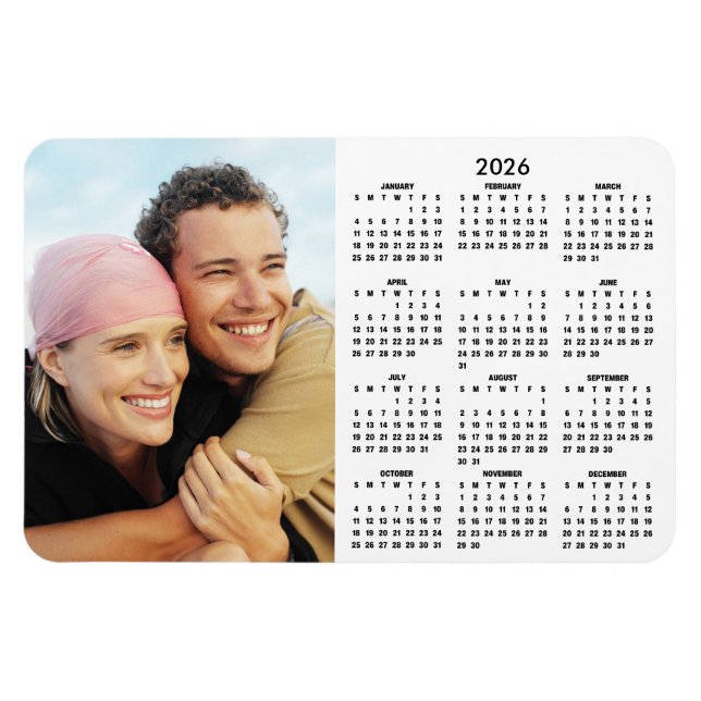 Imán 2026 Modern Calendar Photo Magnet (Horizontal)