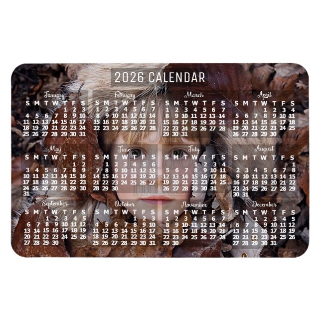 Imán 2026 Year Monthly Calendar White | Add Photo (Horizontal)